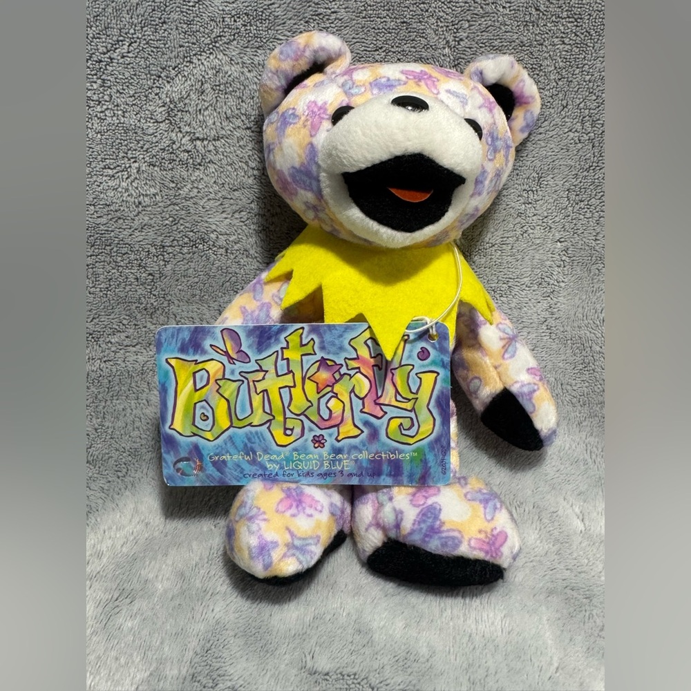 GRATEFUL DEAD BEAN BEAR BUTTERFLY LIQUID BLUE BEAR NWT RARE ROCK‎ TOUR MERCH